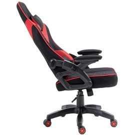 kraken chairs Gaming Stuhl Stoff, Bürostuhl Gaming Sessel, Höhenverstellbar Drehstuhl, Ergonomischer Gamer Stuhl Verstellbare Armlehne Lendenkissen Schwarz/Rot