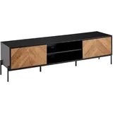 FineBuy TV-Board Lowboard 163x45x40 cm Schwarz/Eiche-Dekor Holz
