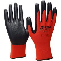 Nitras Nylonhandschuhe, rot / schwarz 8