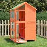 BAZZI Voliere Vogelkäfig aus Holz für den Außenbereich, Braunes Vogelhaus, 97x81x152 cm, Außenvoliere, Aufzuchtkäfig, Papageienkäfig für Innen und Außen, Aus Kiefern Massivholz