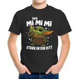 MoonWorks® Kinder T-Shirt Das Mimimi stark in dir ist.Parodie Baby Yoda lustiger Spruch Jungen schwarz 122-128 (7-8 Jahre) - 122-128