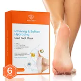 Modelones Intensiv Pflegende Fußmaske, 6 Paar Fussmaske Hornhaut Socken für Trockene und Rissige Füße Skincare Socken Fußpflege mit Harnstoff, Kokosöl, Hyaluronsäure, Vitamin E für Männer und Frauen