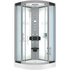 AcquaVapore Komplettdusche mit Schiebetür 80 x 80 cm weiß Sicherheitsglas D58-00T1