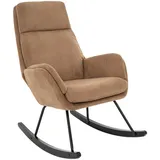 Livetastic Schaukelsessel, Braun, Schwarz, Holz, Metall, Textil, Kautschukholz, massiv, 70x105x87 cm, Wippfunktion, Wohnzimmer, Sessel, Schaukelstühle