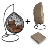 Aileenstore Hochwertiger Polyrattan Hängesessel Hängekorb Hängestuhl inkl. Regenabdeckung