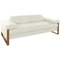 2-Sitzer W.SCHILLIG "finn", weiß (weiß z59), B:210cm H:71cm T:106cm, Flachgewebe S22 (100% Polyester);Stoff S37 (100% Polyester);Longlife Xtra-Leder Z59: Glattleder mit modischer Prägung. Hautstärke 0, 9 - 1, 1 mm, Sofas, German Design Award 2016, Fußgestell Nussbaum natur, Breite 210 cm