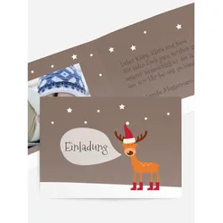 Foto Weihnachtseinladung selbst gestalten mit Spruch und Fotos im Onlinedesigner bei Meine-Kartenmanufaktur.de
