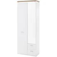 MCA Furniture Garderobenschrank Weiß, Eichefarben , Metall , 5