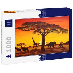 Lais Puzzle Sonnenuntergang mit afrikanischen Tieren 1000 Teile