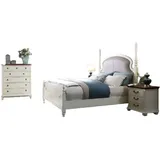 Xlmoebel Schlafzimmer-Set Set aus Bett, Nachttisch und Hocker im modernen Luxus-Design, (4-tlg., 4tlg.Schlafzimmer Set (Bett + 2x Nachttisch + Komode), Hergestellt in Europa weiß
