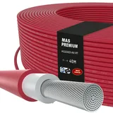 MAS-Premium Solarkabel H1Z2Z2-K, Solarleitung 6mm2, TÜV-2 zertifiziert, Halogenfrei, doppelt isoliert. Frei bewegliche oder feste Verlegung in Photovoltaikanlagen. Länge: 5 bis 200m (Rot, 40m)