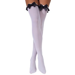 Overknee-Feinstrümpfe "Schleife", weiß/schwarz