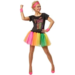tectake® Frauenkostüm 80er Jahre Disco-Lady