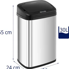 FROMM & STARCK Sensor Abfalleimer Edelstahl Müllbeutel eckig 30 L