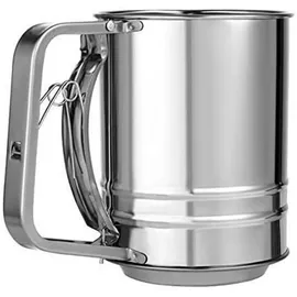 luxuskollektion Edelstahl Mehlsieb Puderzuckersieb feinmaschig Griff Einhand