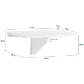SoBuy Wandklapptisch, Weiß, Holzwerkstoff, 60x6x40 cm, Esszimmer, Tische
