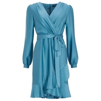 Swing Cocktailkleid mit Bindegürtel, Aqua, 42