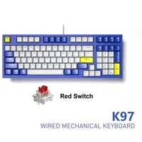 iblancod K97 Gaming-Tastatur, mechanische Tastatur, 97 Tasten, Typ-C-USB-Anschluss, geeignet für Gaming, Zuhause, Büro usw., rote Schalter, blau
