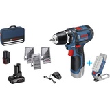 Bosch Professional GSR 12V-15 + GLI DeciLED Akku-Bohrschrauber 12V 2 Ah, 4Ah Li-Ion inkl. Akku-Lampe