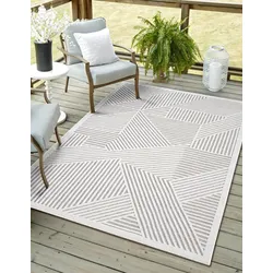 Teppich "Vill Lagerräumung", grau (grau,weiß), B:160cm H:8mm L:230cm, Polypropylen, MYFLAIR MÖBEL & ACCESSOIRES, Teppiche, modernes Design, Hoch-Tief Effekt, Outdoor geeignet, Balkon, Terrasse