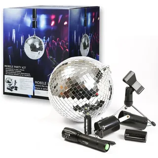 satisfire Discokugel Set Mobile Party Kit - 20cm Kugel Motor Spot Stativ - Effektlicht Partylicht Komplettset