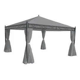 Mendler 4er-Set Seitenwand für Pergola Cadiz, Ersatzseitenwand Pavillon 4x4m, Polyester - hellgrau