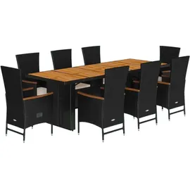 vidaXL Gartengarnitur 9-tlg. Schwarz