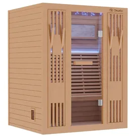 Dewello MINTO 150x130 Kabine aus Hemlock für 3 Personen mit 4,5 kW Ofen