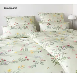 Elegante Bettwäsche Songbird - 135x200 cm + 80x80 cm	pistaziengrün