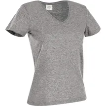 Stedman Classic V-Neck Women Damen T-Shirt V-Ausschnitt, grey heather, S