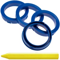 4X Zentrierringe Blau 73,1mm x 57,1 mm + 1x Reifen Kreide Fett Stift