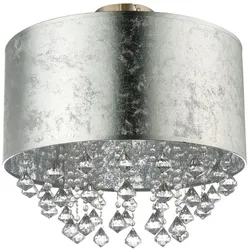 Deckenleuchte, Kristalle, Blattsilber, klar, D 30 cm