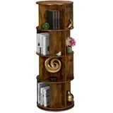 Relaxdays Bücherregal drehbar, 20 Fächer, H x D: 137 x 50 cm, Industrial, Drehregal für Bücher & DVDs, Bücherturm, braun Metall, Rund, 50x137x50 Wohnzimmer,