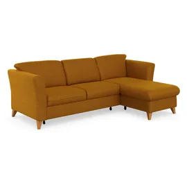 Home Affaire Ecksofa HOME AFFAIRE "Trelleborg L-Form", gelb (mustard), B:249cm H:86cm T:162cm, 100% Polyester, Sofas, Ecksofa, wahlweise mit Bettfunktion und Bettkasten, inkl. Federkern-Polsterung