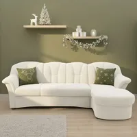 DOMO collection Ecksofa DOMO COLLECTION "Flores Schlafsofa, B/T/H: 233/142/86 cm, L-Form", beige (creme), B:231cm H:84cm T:142cm, 100% Polyester, Sofas, Ecksofa, wahlweise mit Bettfunktion, wahlweise mit Federkern, auch in Leder