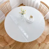 Ovale Tischdecke Rund 105cm - Tischmatte Transparent 3mm - Wasserabweisende Pflegeleicht und Abwischbar Tischschoner, Tischdecke Gartentisch Wetterfest, Transparent_3mm