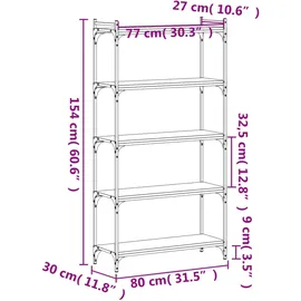 vidaXL Bücherregal 5 Böden 60 x 30 x 154 cm Schwarz