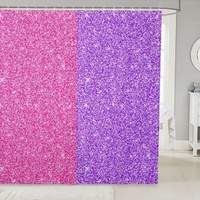 JOKITA Duschvorhang 240x200 Pink Lila Duschrollo Wasserabweisend Anti-Schimmel mit 12 Duschvorhangringen, 3D Bedrucktshower Shower Curtains, für Duschrollo für Badewanne Dusche
