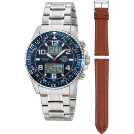 Master Time World Timer MTGA-10922-32M Herrenarmbanduhr Mit Wechselband