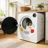 Kompakter Wäschetrockner 4 Kg, Ptc-keramik, Edelstahl, 4 Programme Mit Abkühlung, Milbenschutz, Doppelte Filterung, Weiß Linhoo
