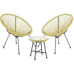SVITA BALI Balkon Möbel Set Lounge Garnitur Relax Egg-Chair Flecht-Design Gelb