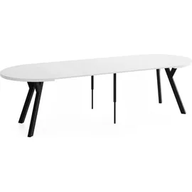WFL GROUP Runder Ausziehtisch 100 x 76 x 300 cm weiß