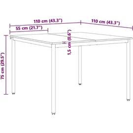 vidaXL Esstisch 110 x 75 x 110 cm weiß