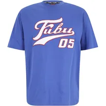 FUBU T-Shirt "Fubu FBMQ12111BLU Fubu Varsity T-Shirt", Herren, Gr. S, blau, weiß, rot, 100% Baumwolle, bedruckt, loose fit, Rundhals, Shirts T-Shirt