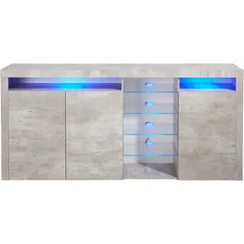 borchardt Möbel Highboard 200 x 89 x 35 cm grau
