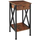 Tectake Beistelltisch Braun Stahl 35 x 70,5 cm