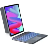 Inateck Tastatur Hülle Kompatibel mit iPad Air 13 Zoll (2024),ipad Pro 12.9 Zoll 6/5/4/3 Gen, Hoch-/Querformat Ständer, Abnehmbare Touchpad mit 7-Farbiger Hintergrundbeleuchtung,QWERTZ-Layout,KB04118