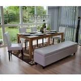 MCW Garnitur Sitzgruppe Bank mit Aufbewahrung Kriens XXL+4 Stühle Littau, Leder ~ weiß