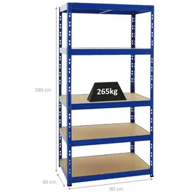 Proregal Schwerlastregal Metall 180x90x60 cm blau