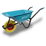 BITUXX Schubkarre 100L Schubkarren Schiebkarre Groß Scheibtruhe Bauschubkarre Blau mit PU Vollgumi Rad Gelb bis 250kg